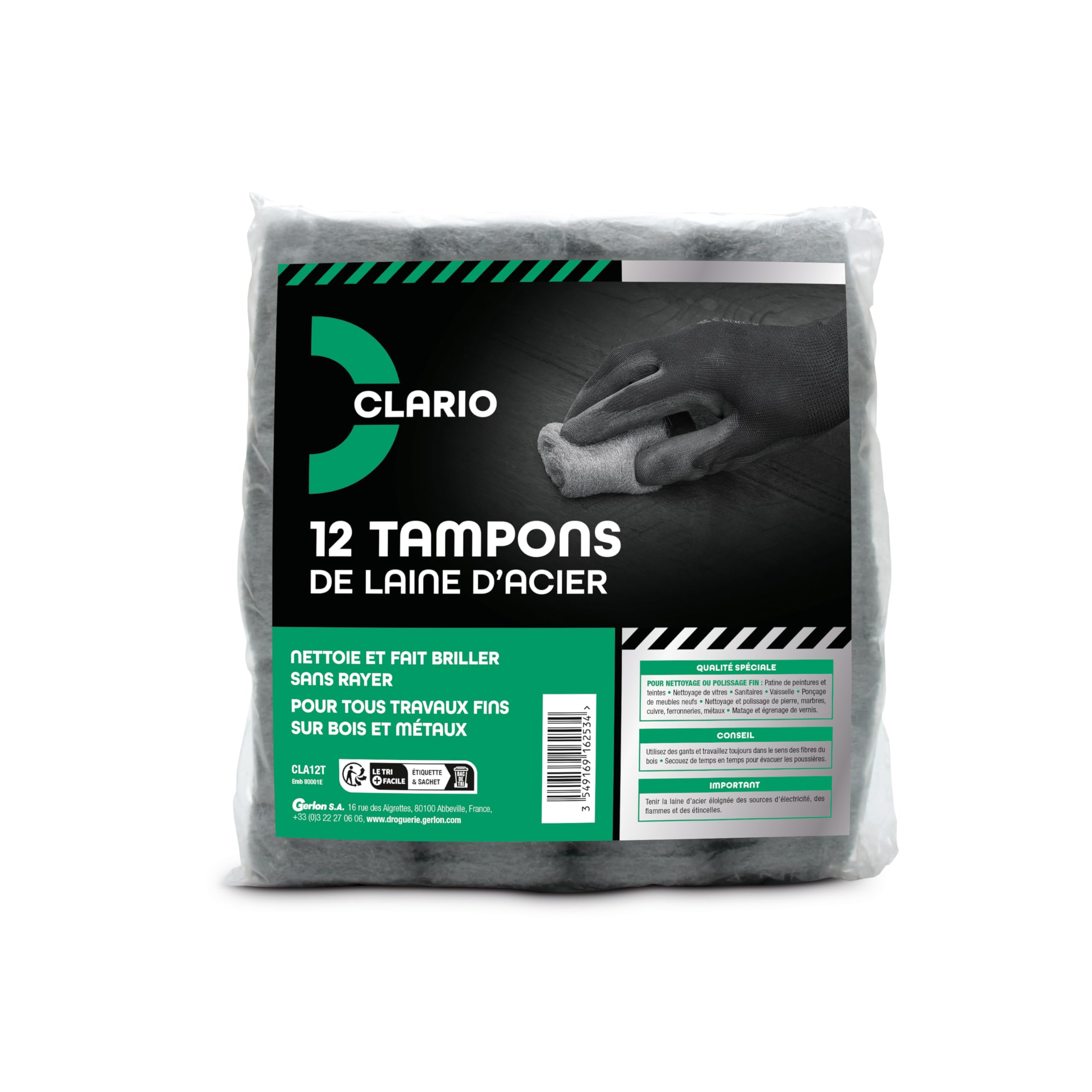 Lot de Tampons de Paille de Fer très Fine – Pour tous travaux délicats sur les Métaux & le Bois – Nettoie et fait Briller sans Rayer