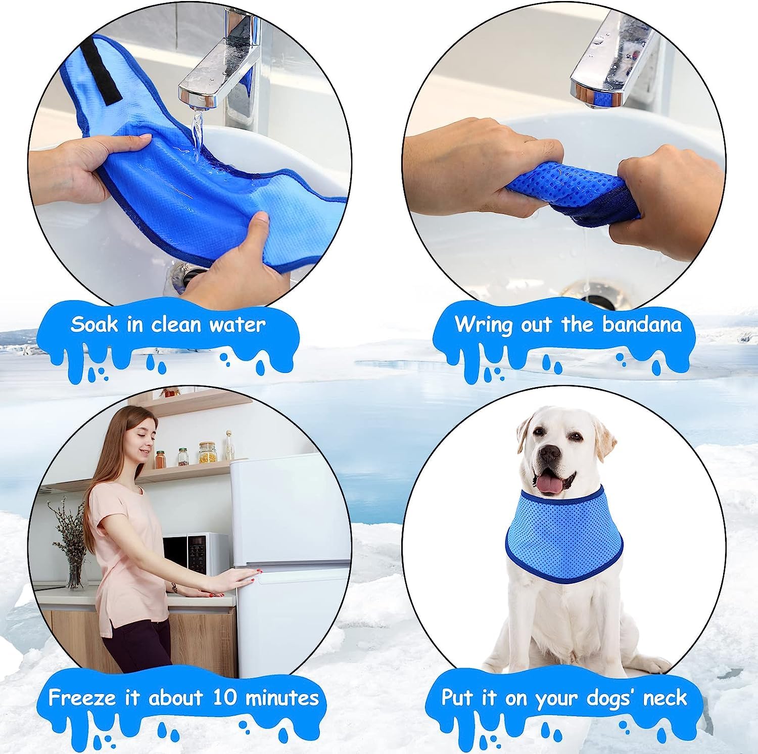 8 Stück Kühlendes Hundehalsband Für Hunde, Kühlhalsband Für Hunde, EIS, Hundehalstuch, Sofort Kühlende Halstücher Für Hunde, Kühlendes Hundehalsband, Kühlende Halstücher