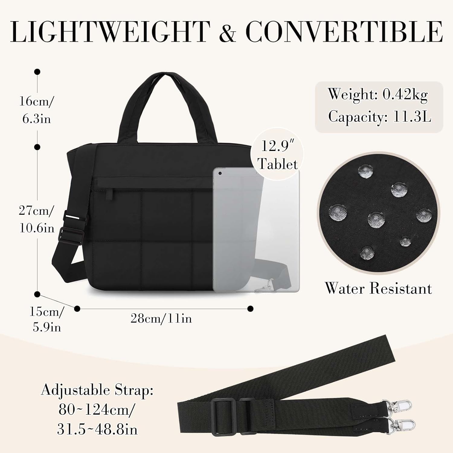 VASCHY Small Puffer Tote Bag for Women, Lightweight Mini Quilted Crossbody Cute Satchel Puffy Tote Handbag Purse for Gym - Image 3