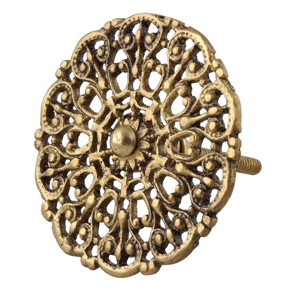 Indian-Shelf 2 Piece Gold Knobs -Brass Door Nobes - Floral Window Handle - 6.35 cm Drawer Pulls (B07NZLC4RG) Amazon Price History, Amazon Price Tracker