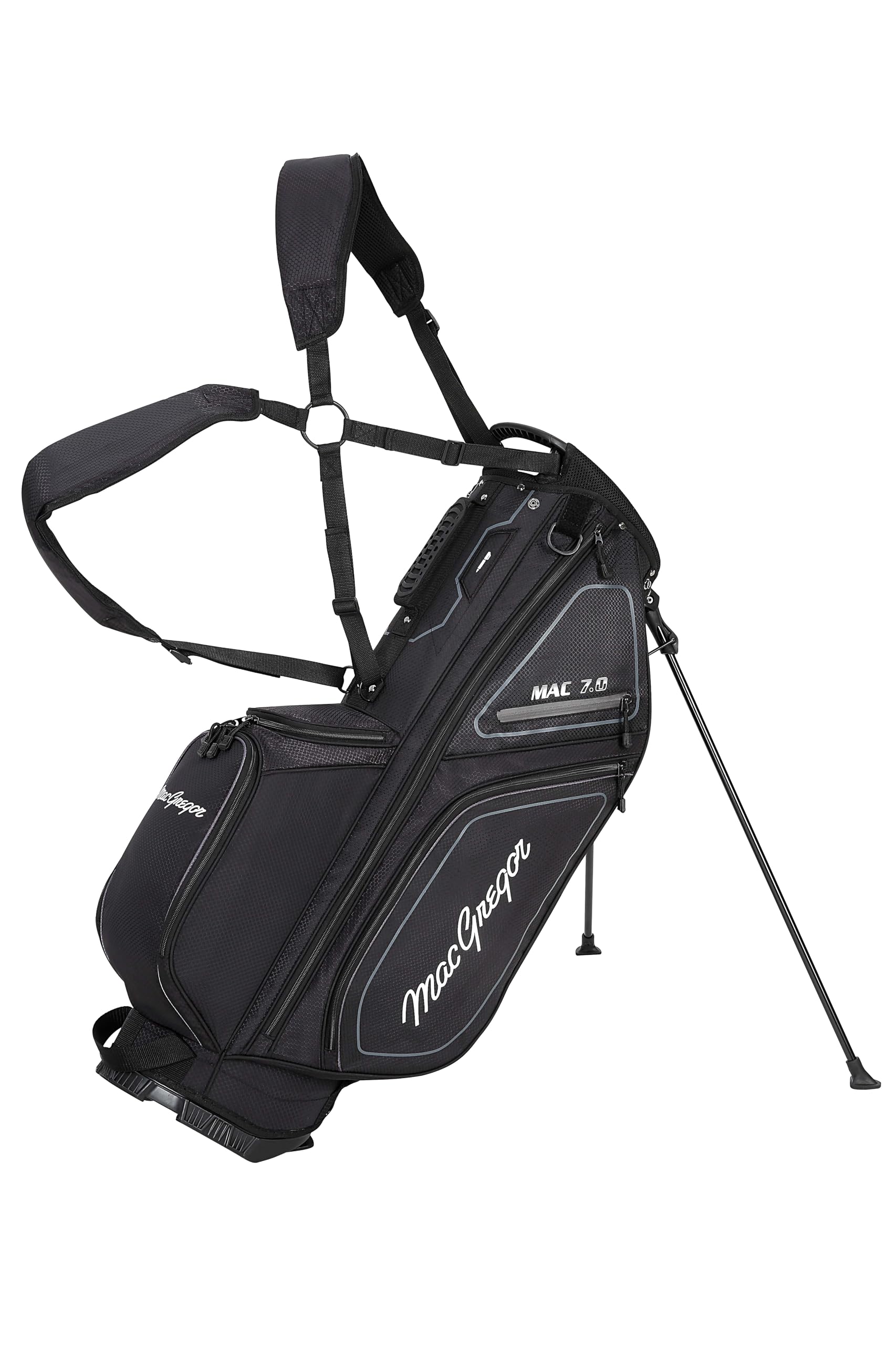 Principal 9.5" Lightweight Golf Stand Bag With 2 Full Length Dividers, 7 Pockets And Padded Dual Strap, Black