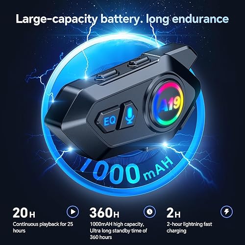 Miniatura 23 de Auriculares Bluetooth para casco de motocicleta, auriculares inalámbricos Bluetooth 5.3 para exteriores, cancelación de ruido, sistemas