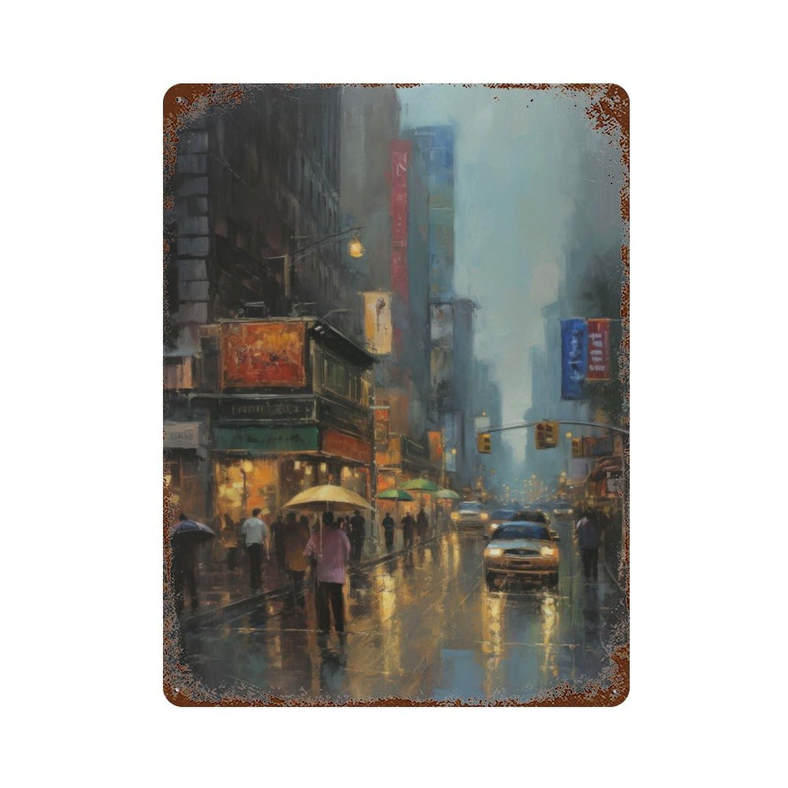 Garage Style New York City USA in Oil Vintage Rust Metal Sign 15.7"x11.8", Rustic Home Decor for Bar And Workshop