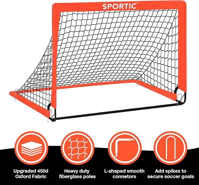 Set 2 Arcos de Fútbol 4x3 ft para Niños, Portátiles miniatura 4