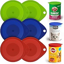 6pk Silicone Can Lids for Tins | Food and Dog Food Covers in Green, Blue, Red | Tin Can Tops and Caps