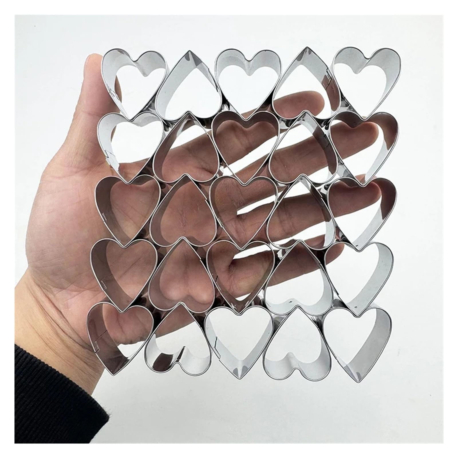 Emporte-pièces en forme de cœur, 25 cavités, petit emporte-pièce en forme de cœur, for la saint-valentin, moules à biscuits de mariage for la cuisson de mini biscuits en acier inoxydable