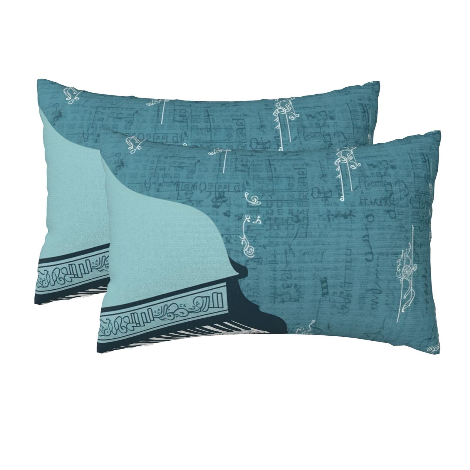 2 Pack Queen Size Pillow Cases for Hair and Skin Soft Breathable Pillow Case Covers with Hidden Zipper Blue Piano Pillowcase 20x30 Inches Pillow Cover for Sleeping Gift