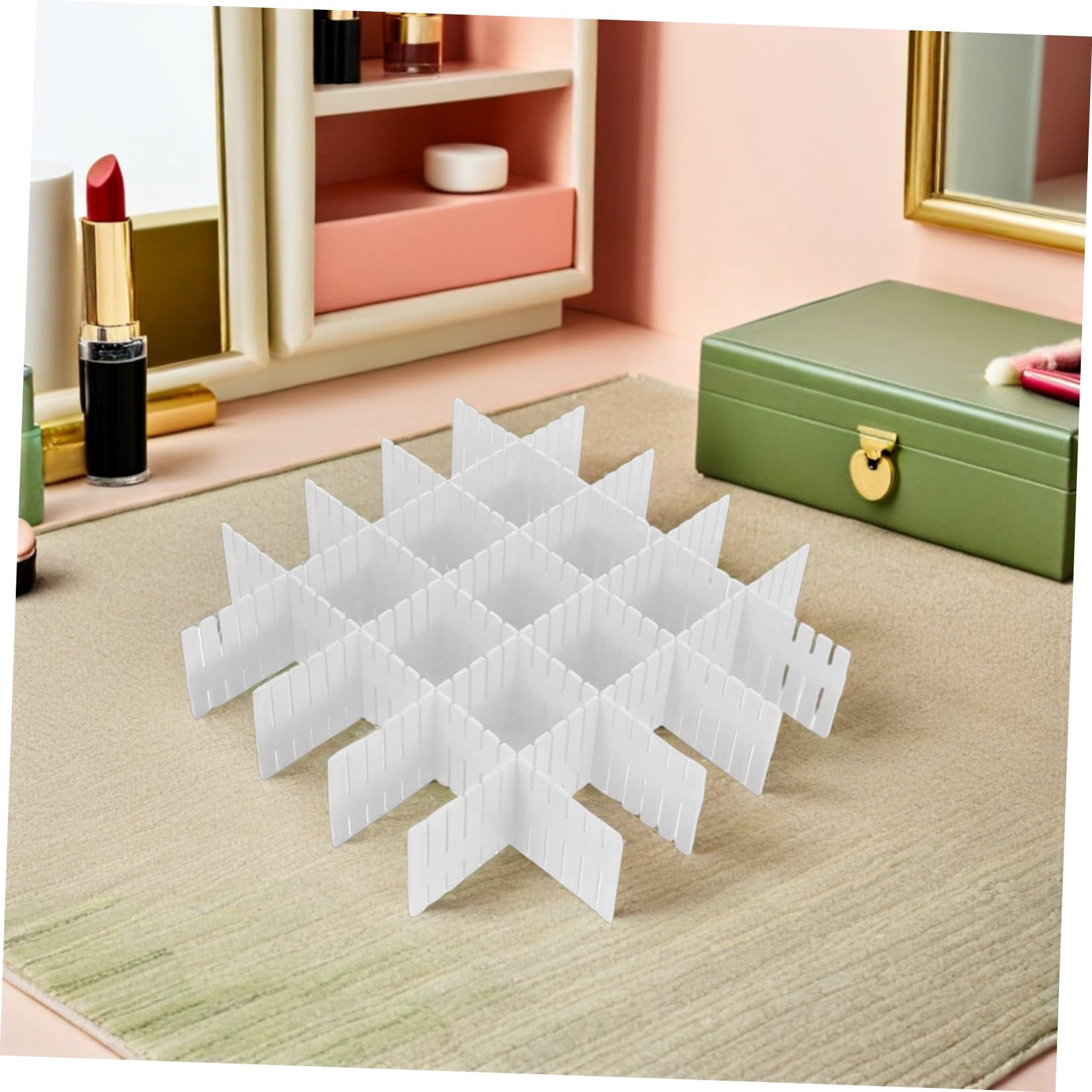 16 Stück Verstellbare DIY Schubladenteiler aus Kunststoff Flexibles Gitter-design für Unterwäsche Socken Kosmetik Platzsparende Aufbewahrung im Kleiderschrank und Büro