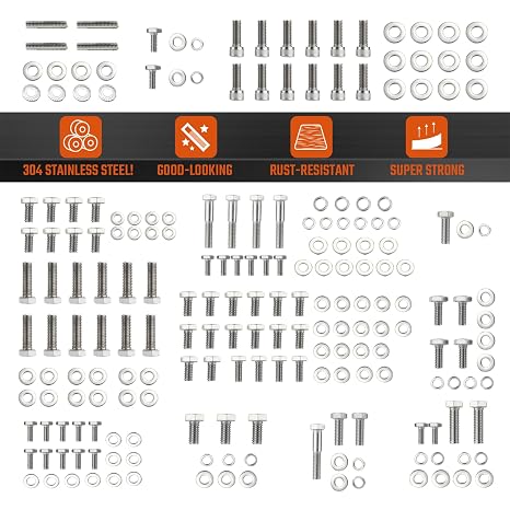 Engine Bolt Kit 211PCS Fit for Chevy SBC 265-400 | 304 Stainless Steel, Hex Bolts Nuts, Small Block 283 302 305 307 327 350, Engine Hardware Kit, OE Quality, Direct Fit