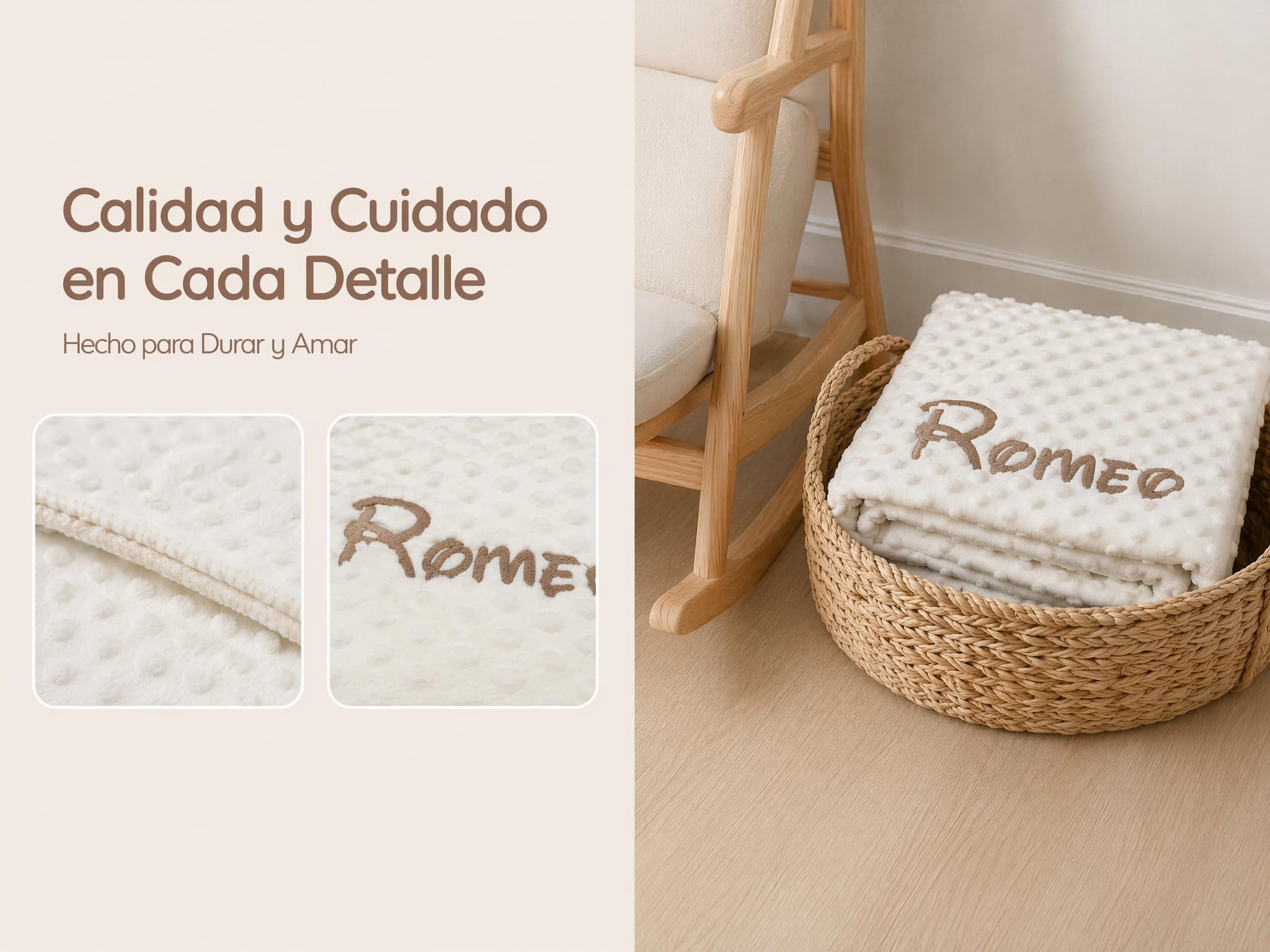 various Manta Bebé Personalizada con Nombre Bordado, 80x110 cm, Manta Suave y Cálida para Recién Nacido, Microfibra 100% Poliéster, Regalo Original para Bebé, Cuna y Cochecito (Beige)