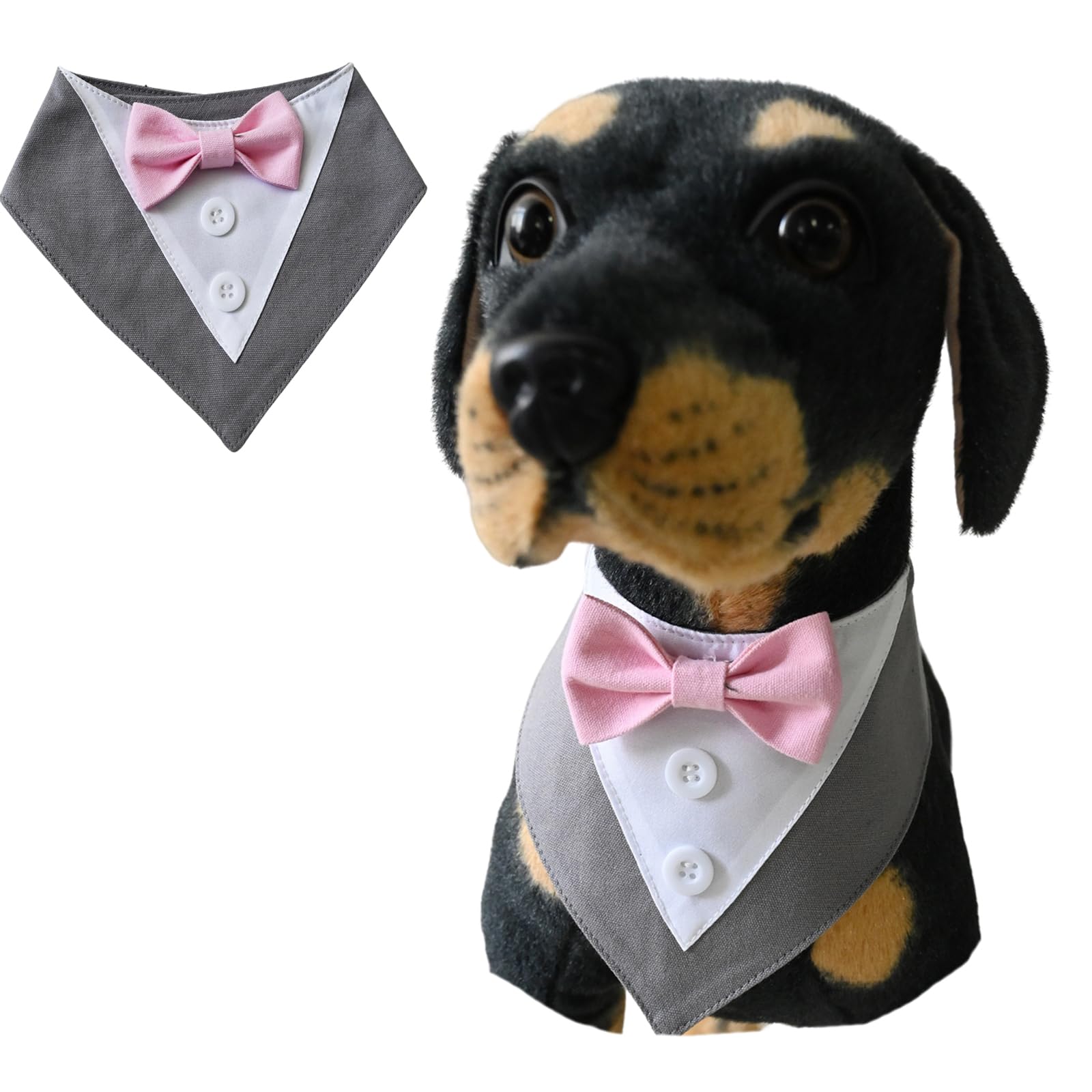 BT Bear Pet Tuxedo Collar Bandana,Wedding Outfit,Bow Tie for Medium Large Dogs Outfit for Party,Birthday,Christmas,Grey XL
