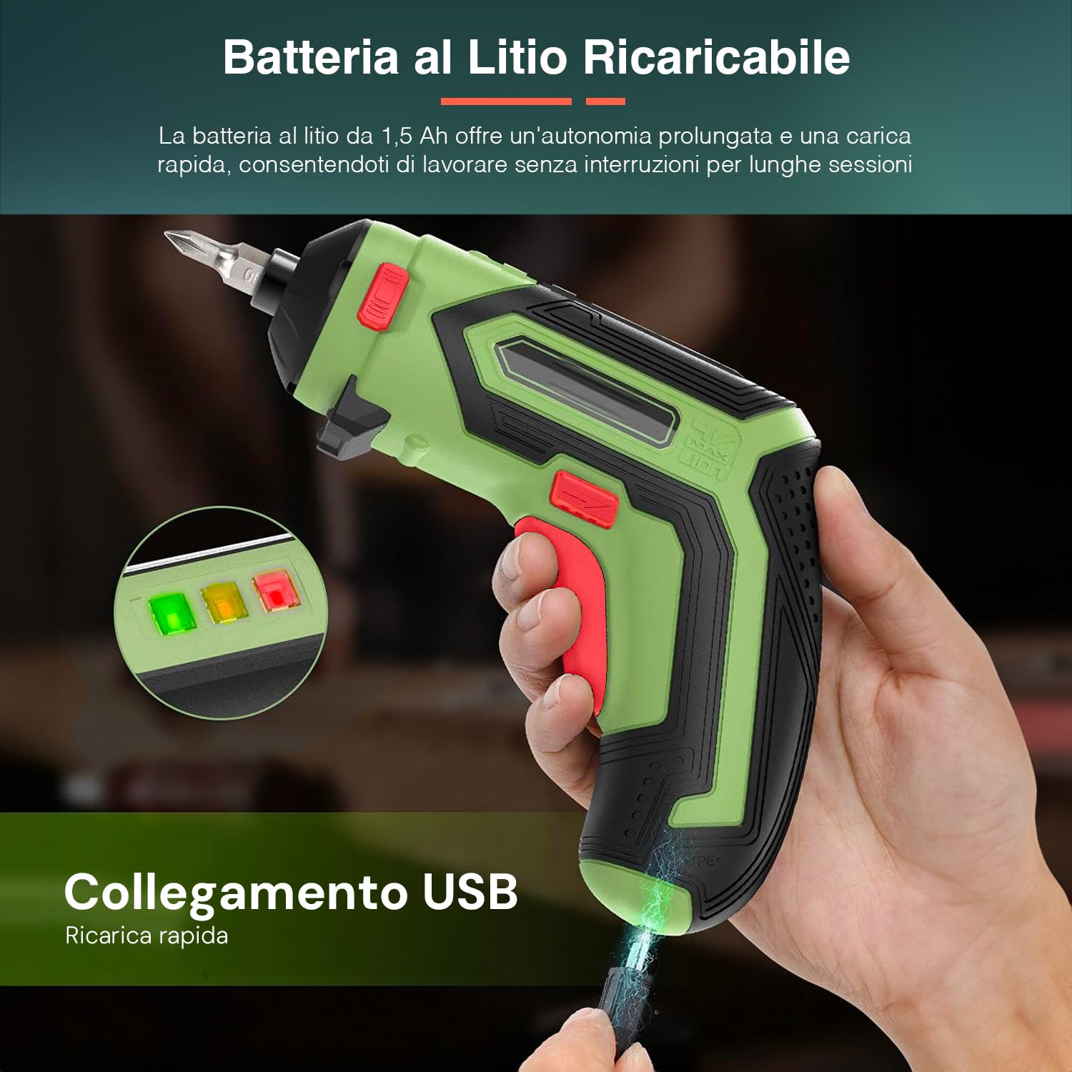 Avilia Set Avvitatore Multifunzione 4V con Batteria 1,5 Ah e Valigetta - Mini Trapano con 26 Accessori, con Motore in Rame e Luce LED Integrata