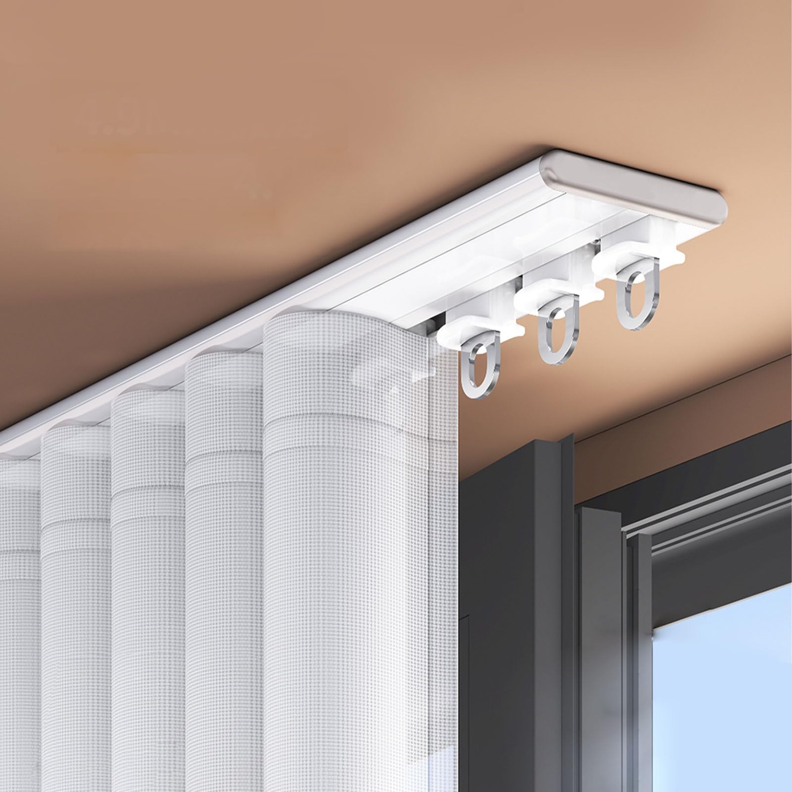 Rail de rideau de plafond architectural épuré pour grand salon 4,1m