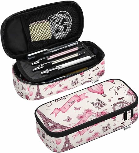 Miniatura 10 de Yekiua Portalápices de camuflaje de árboles realistas, ramas de hojas de roble verde y marrón, estuche de gran capacidad, estuche de maquillaje