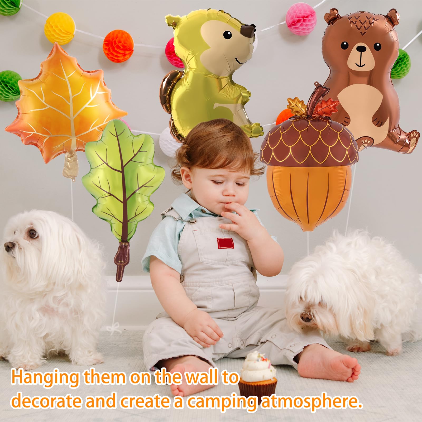 Regendeko Happy Birthday Volpe, animali di compleanno per bambini, ghirlanda di coriandoli, palloncini decorativi per feste di compleanno per bambini, decorazione per il compleanno dei bambini (volpe