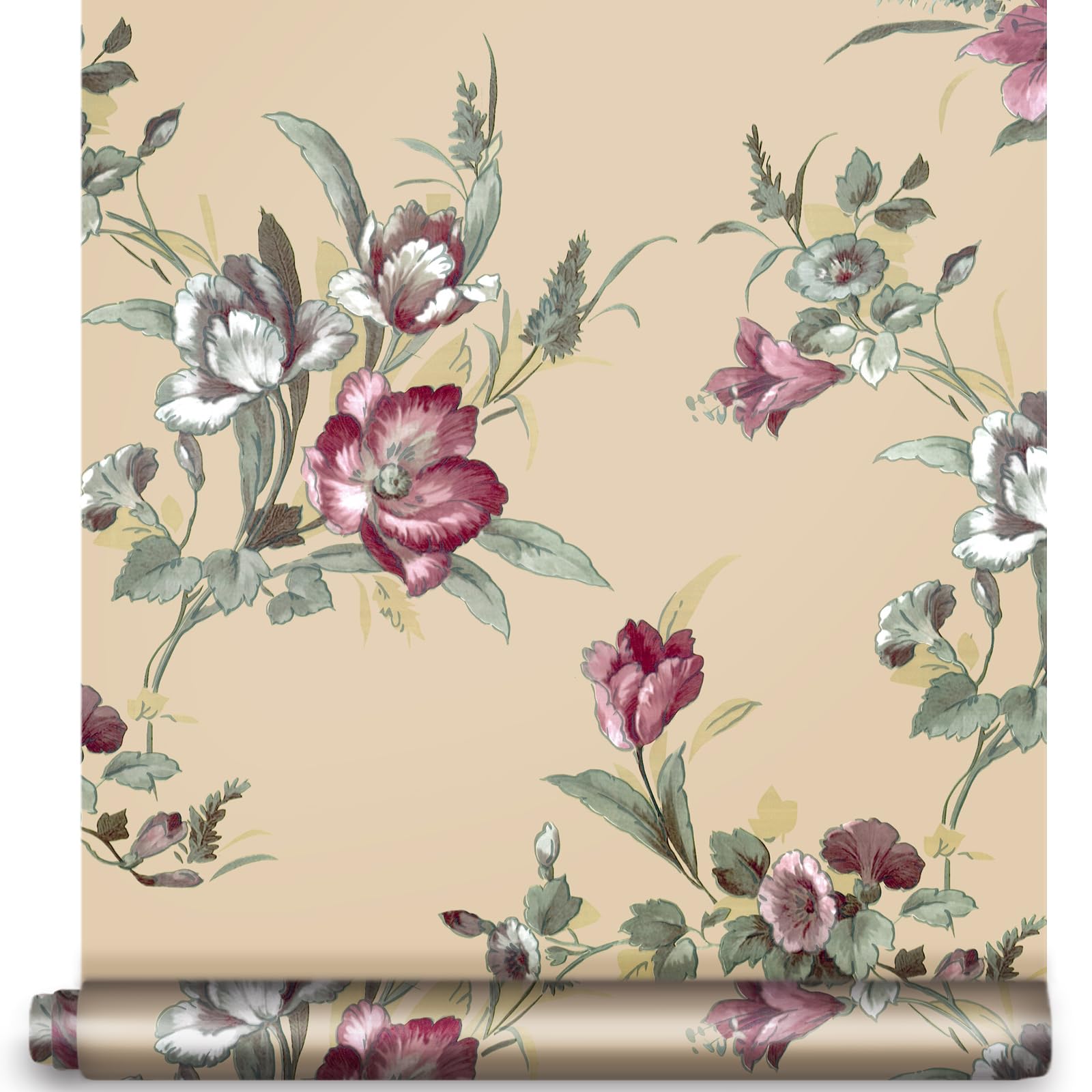 YIFU LIFE Floral Wallpaper Peel and Stick 17.7