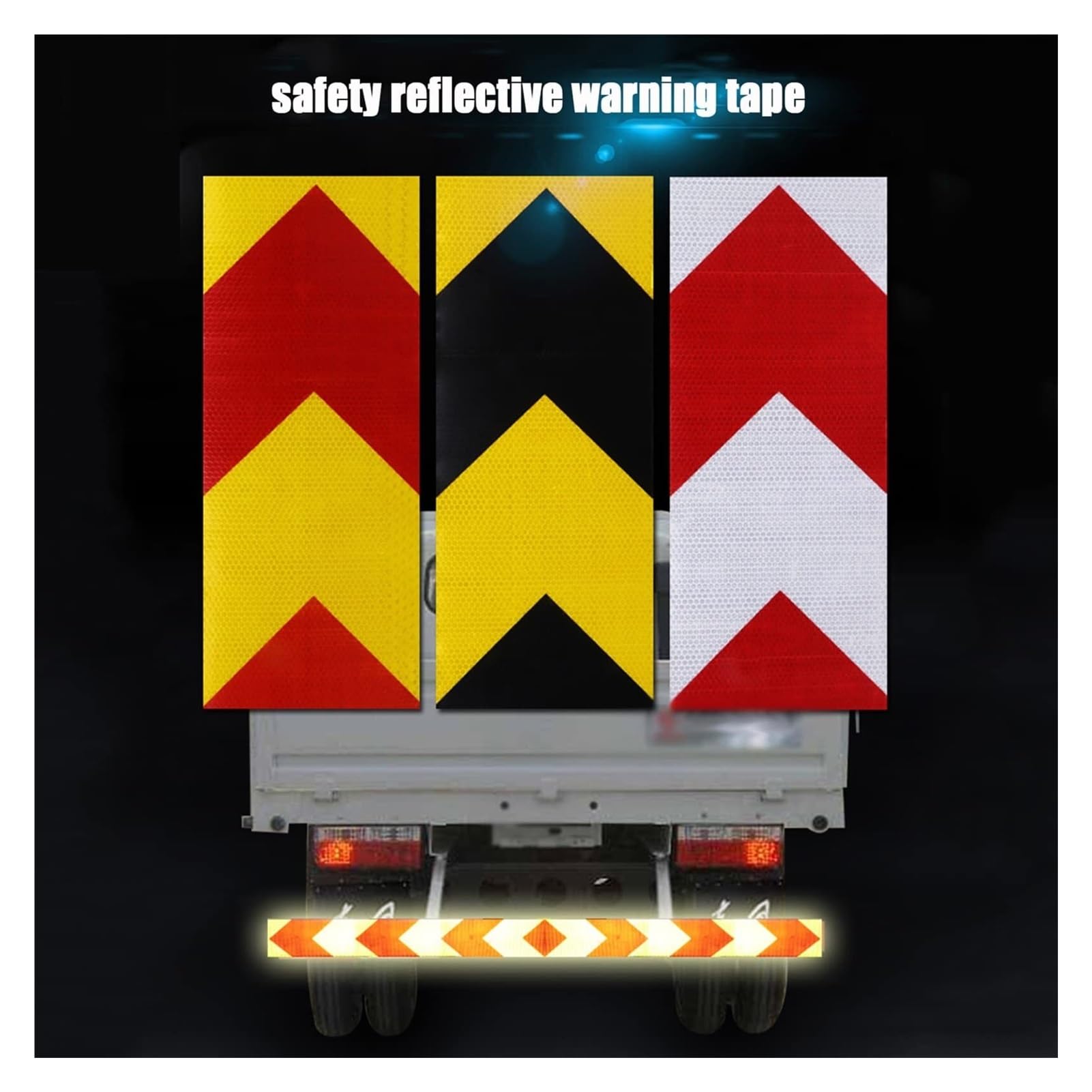 Nastro di avvertenza riflettente, Nastro di sicurezza impermeabile 50M x 10CM, Nastro di avvertenza di pericolo autoadesivo ad alta intensità for auto, camion, motociclette, Adesivo riflettente lumino