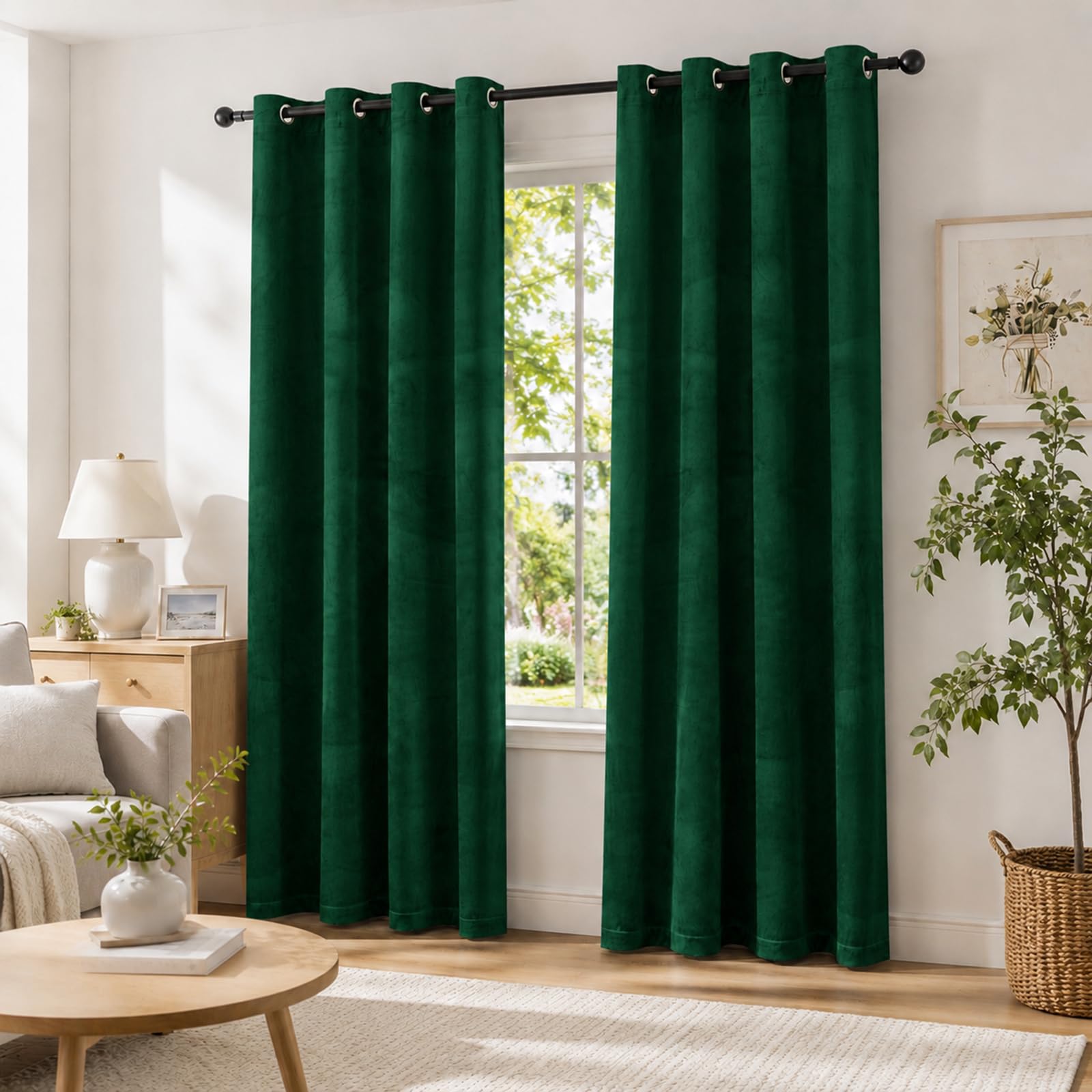 Ystyle Rideau Occultant Velours Lot De 2, 140x180cm, Vert Foncé | Rideaux Salon Rideau Thermique Isolant Anti Chaud Intérieurs, Rideau Phonique Anti Bruit, Moderne Chambre Maison Dressing