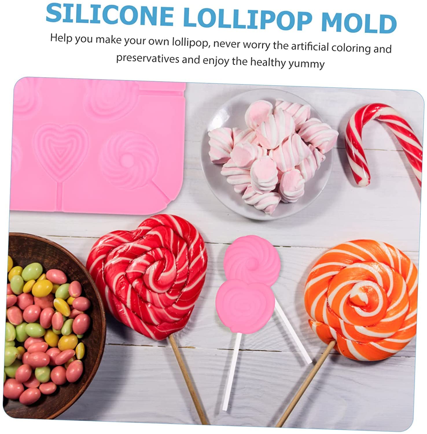 1 ensemble de moules ronds en silicone cercle d'amour moules à biscuits moules à bonbons au chocolat moules à sucettes en silicone bricolage sucette coeur bonbons au chocolat moule de cuisson en sil