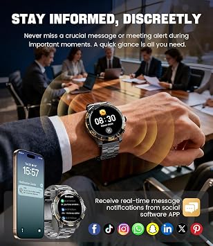 LIGE Smart Watch for Men, 1.43 AMOLED Smartwatch, Black with Rose Gold | Built-in LED Flashlight, IP68 Waterproof, 300+ Watch Faces, 24/7 Heart Rate/Sleep Monitor, Make/Answer Call