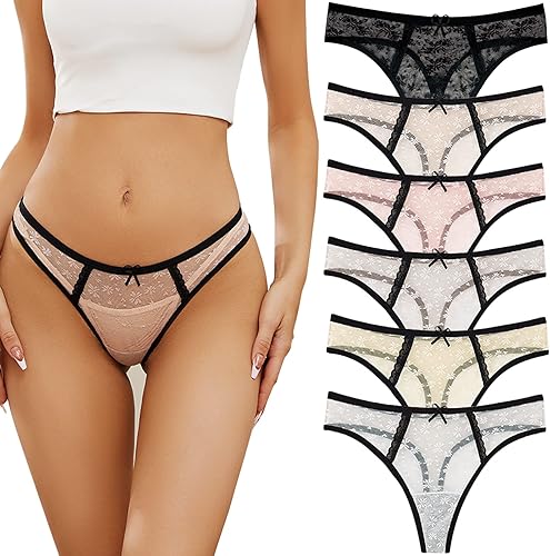 MEIDAYAI Tanga para mujer, ropa interior sexy de tiro bajo, bragas hipster, paquete de 5 unidades, transpirables, elásticos, con espalda en T,