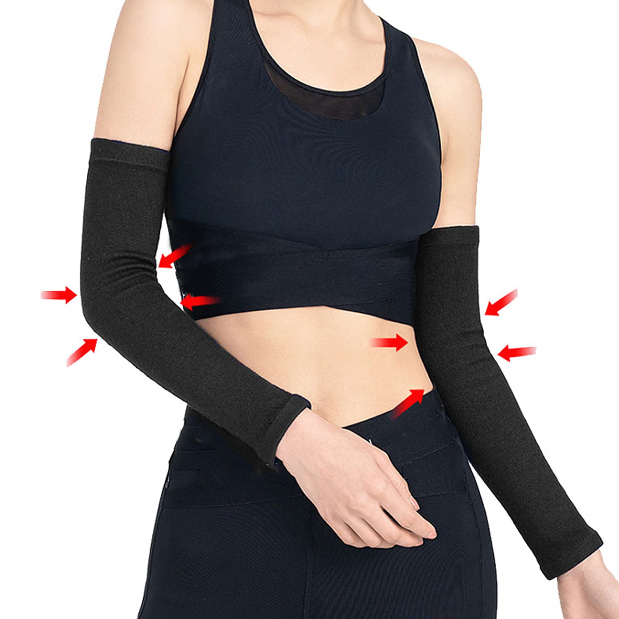 Milya Paire de manchettes élastiques respirantes en coton pour femme Noir S/M/L