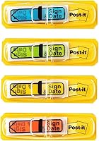 Vista 5 de Post-it Message Flags, Sign and Date, 30/Dispenser, 4 Dispensers/Pack, .47 in Wide, Assorted Colors (684-SD)
