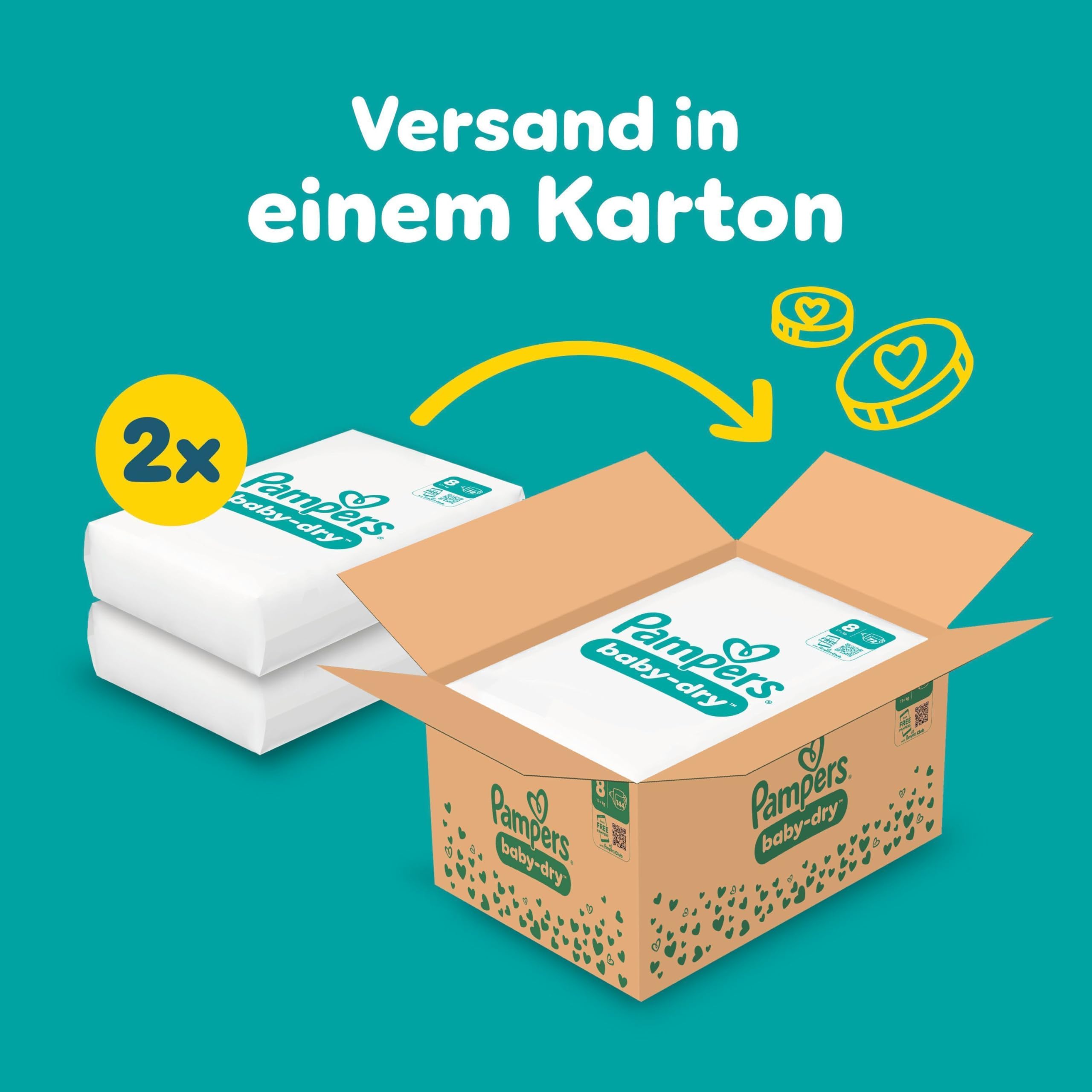 Pampers Baby-Dry Größe 8 144 Windeln 17kg+ Auslaufschutz Komfort