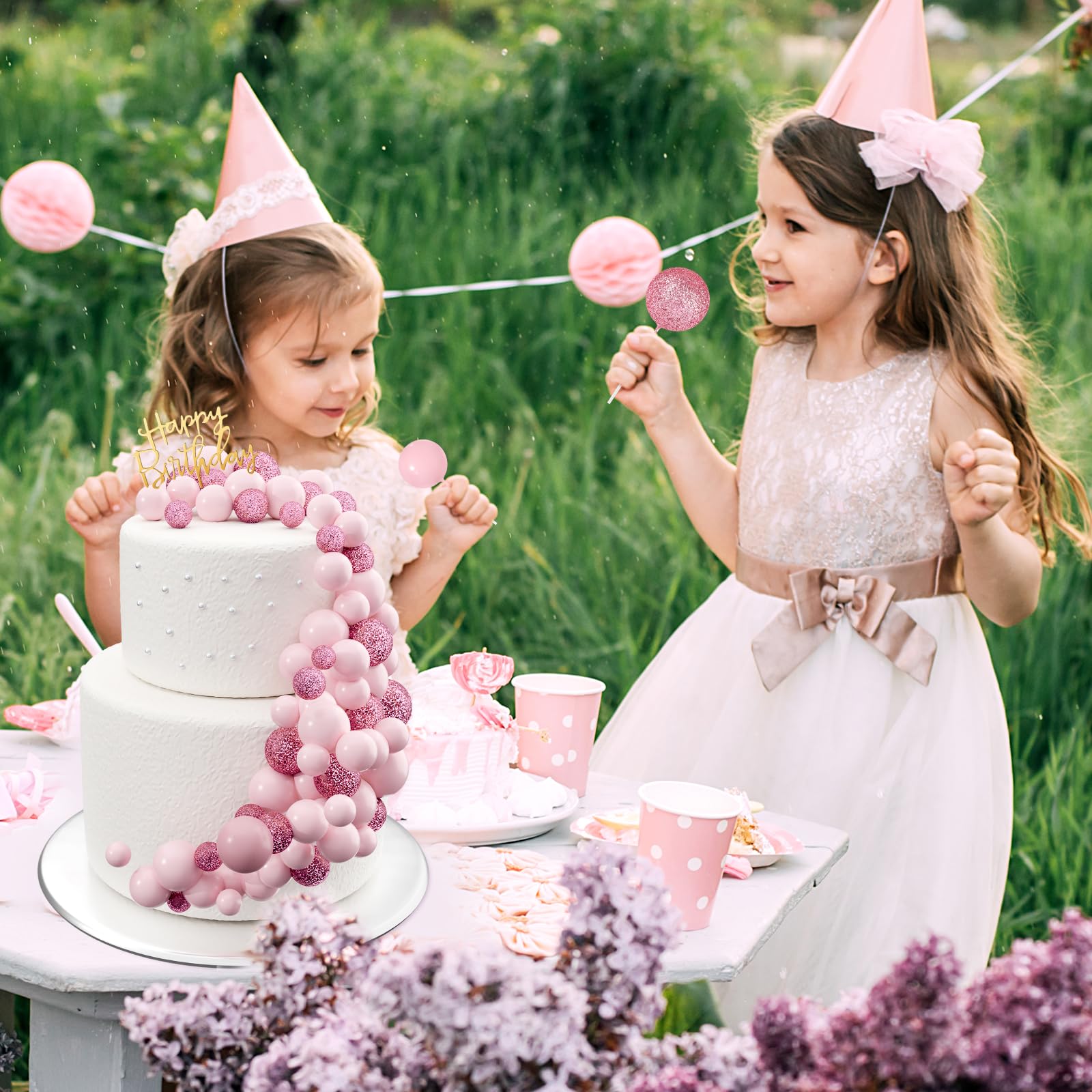 Roaring Good Time Decorazioni Per Torta Palloncini Rosa E Viola – Cake Topper Per Compleanno, Baby Shower, Matrimonio (32 Pezzi) - copertina