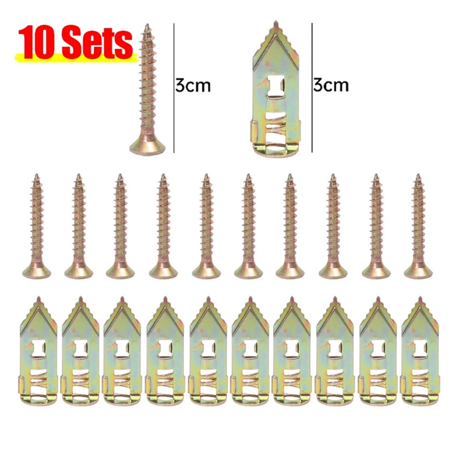 10/100 anclajes autoperforantes for paneles de yeso, tornillos de expansión, tapones for cavidades, for placas de yeso, bricolaje, fijación de marcos de fotos colgantes.(100 Sets)
