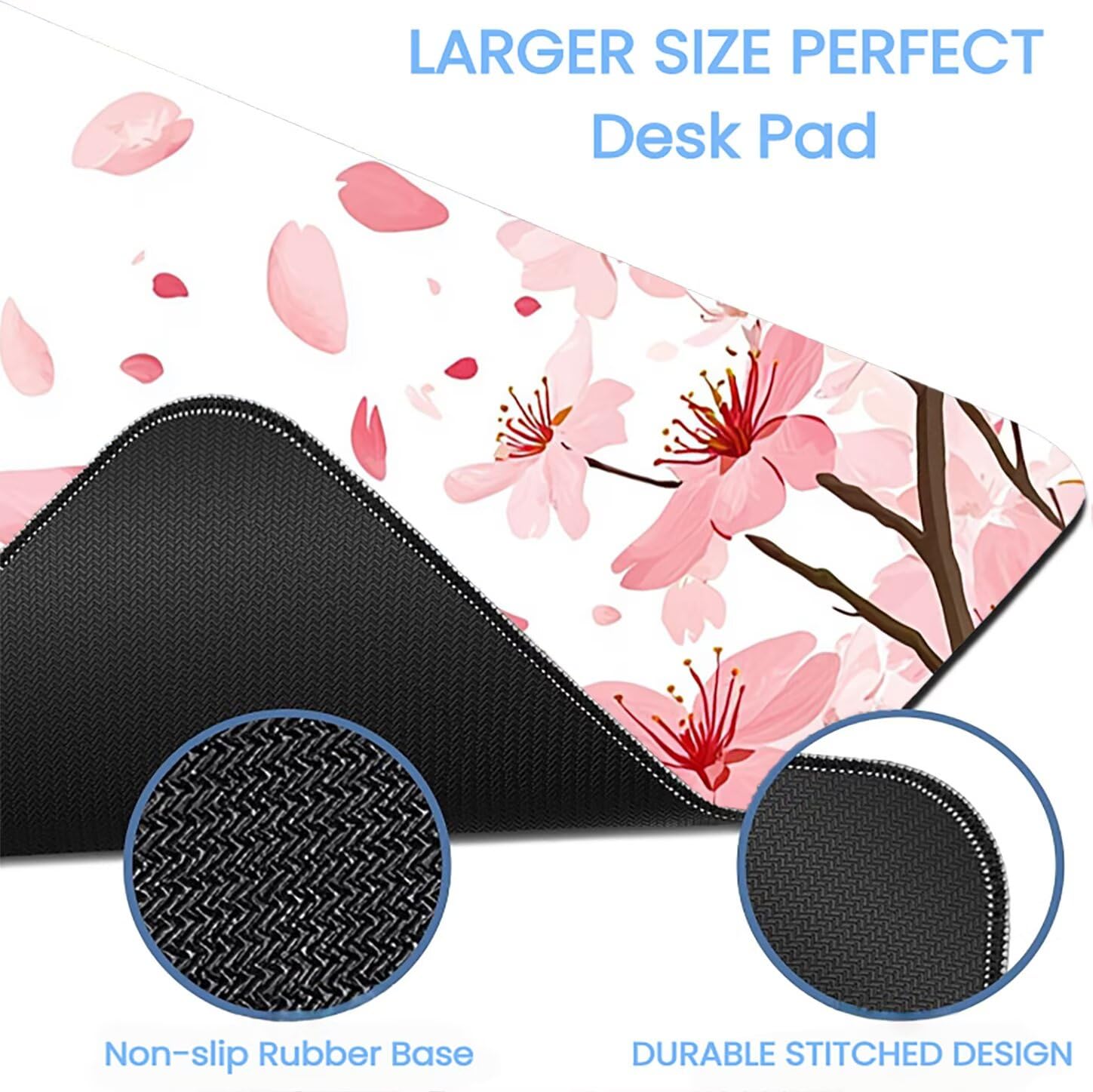 Lpfieonn Blume Großes Schreibtischunterlage, XXL Schreibtischunterlagen, Weiß XXL Wasserdicht Gaming Mousepad mit Vernähter Rand und Rutschfeste Gummibasis, für Laptop/Hause/Büro 120x60cm PF-3837