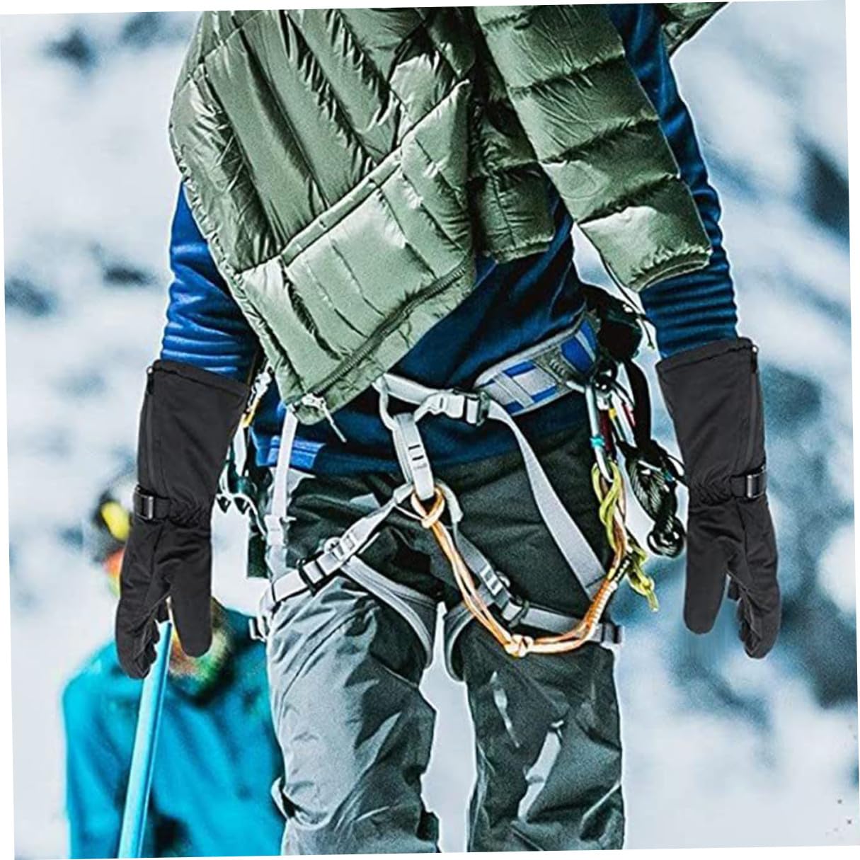 TOYANDONA Guantes de Esquí Calefactables Recargables para Hombre, Eléctricos a Prueba de Viento, Diseño de Dedos Separados, Color Negro, Ideales para Deportes de Invierno y Actividades