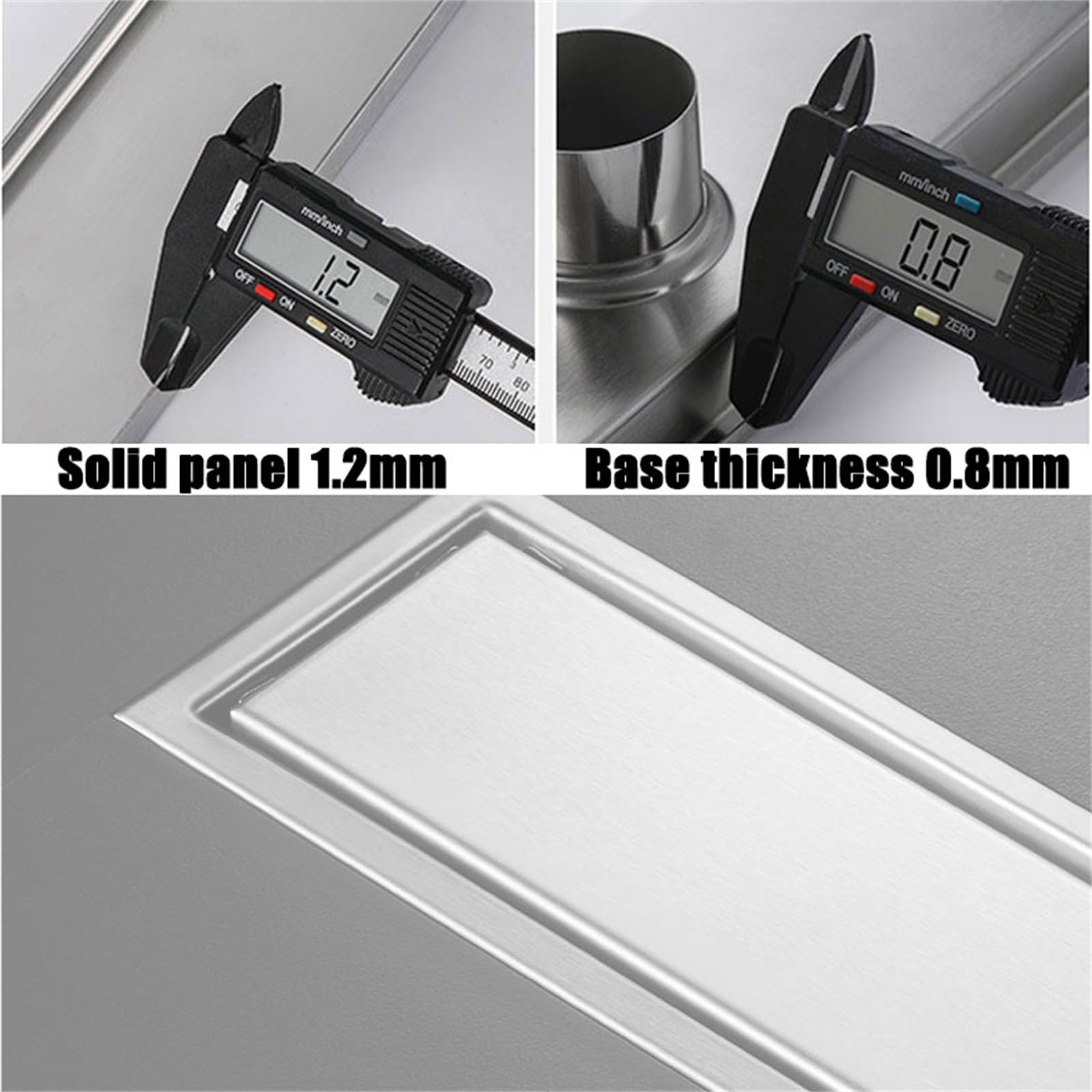 d inless - Desagüe de ducha lineal de acero con colador de pelo, 10 x 30 cm, sifón invisible para cocina, baño, inodoro, diseño de canal de ducha Sk