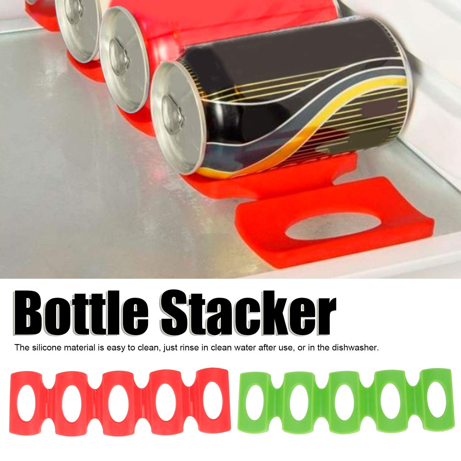 Apilador de vino de silicona, 2 unidades, botella plegable y lata fácil apilador de cerveza, ahorro de espacio, soporte plegable para vino para gabinete de cocina, refrigerador 2