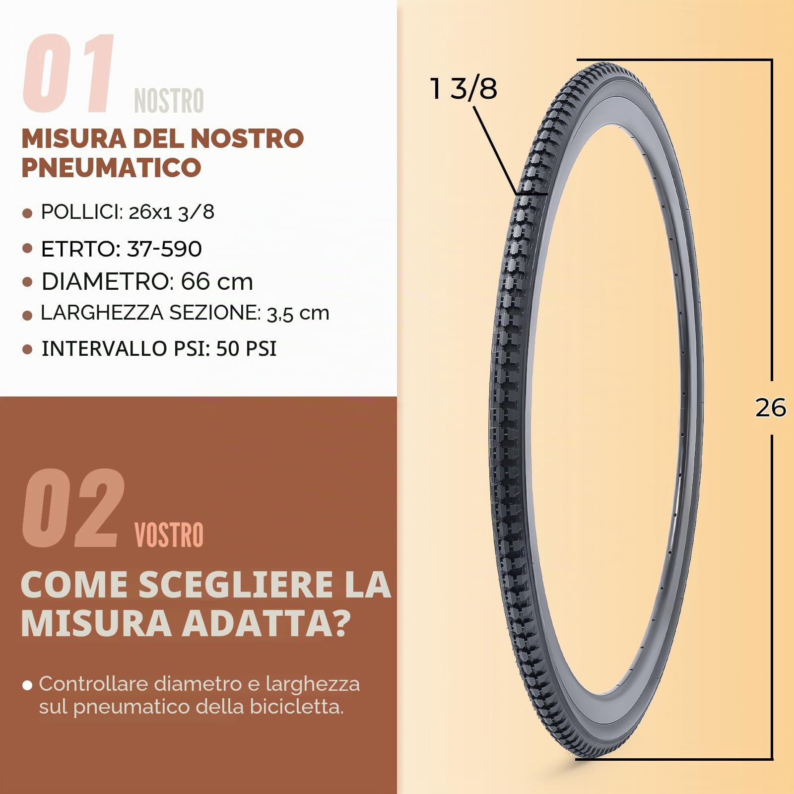 2 Pzs, 26x1 3/8 Pneumatici per bici, Durevole pieghevole 26 pollici 37-590 26 x 1 3/8 Pneumatici per bicicletta da strada, Pneumatici di ricambio per bici da strada, Copertoncino