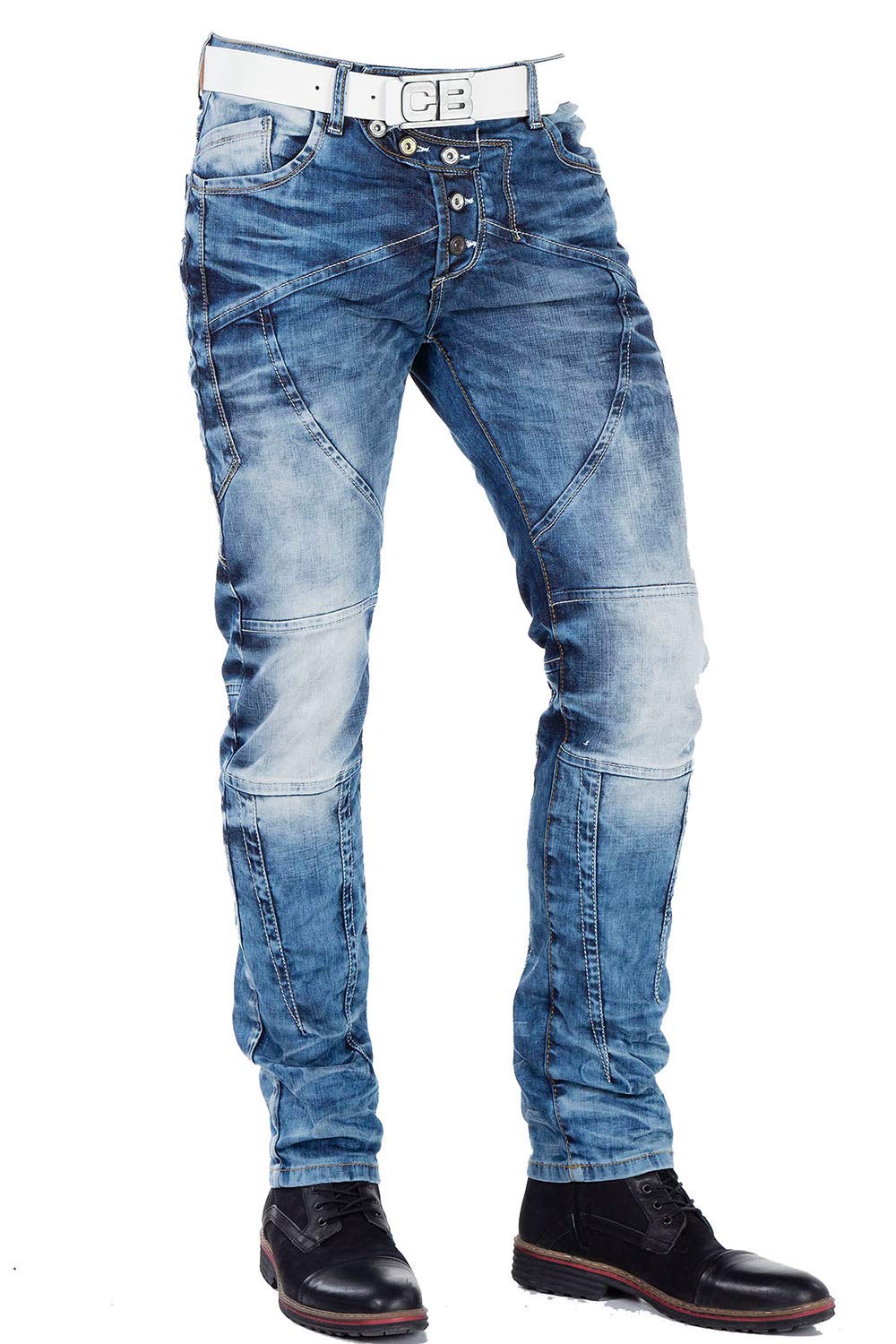 Cipo & Baxx Men's Slim Fit Denim Modern 5 Pocket Design Men's Jeans, blue, 40 W/32 L