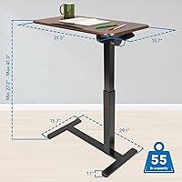 Vista 3 de Mount-It! Rolling Bedside Table, Overbed Tray Table on Wheels for Hospital or Home Meals in Bed, Adjustable Height Tilting Swivel Standing Laptop