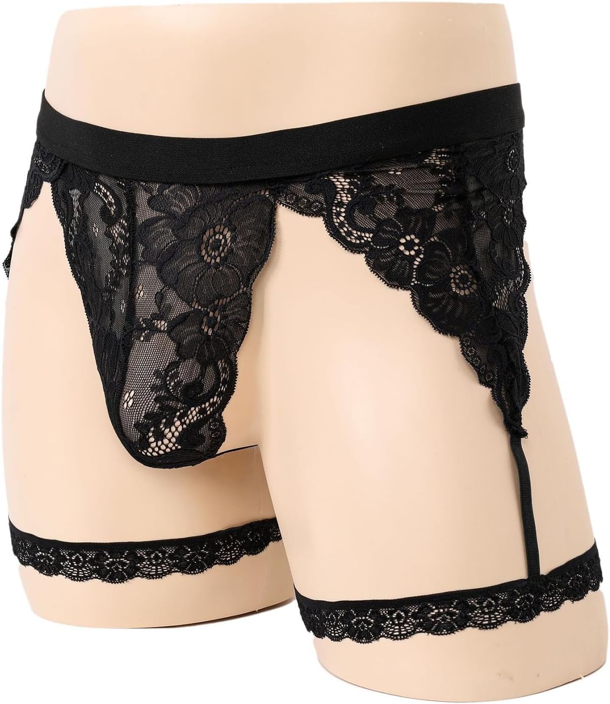 Mens Sissy Thongs Underwear Sexy Lace Panties Boxer Briefs Sheer Pouch Garter Crossdress Underwear Lingerie for Men - Image 3