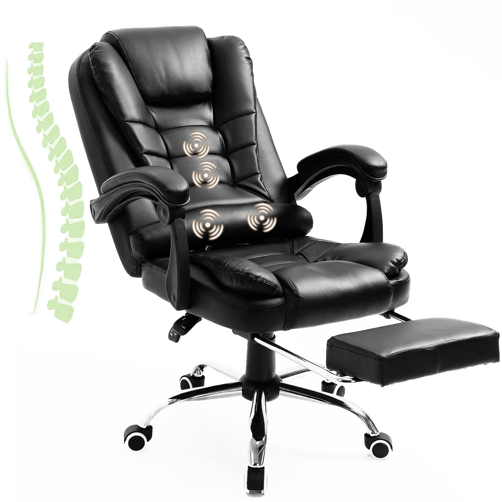 Buy Massage Office Chair, Reclining Office Chair with Footrest