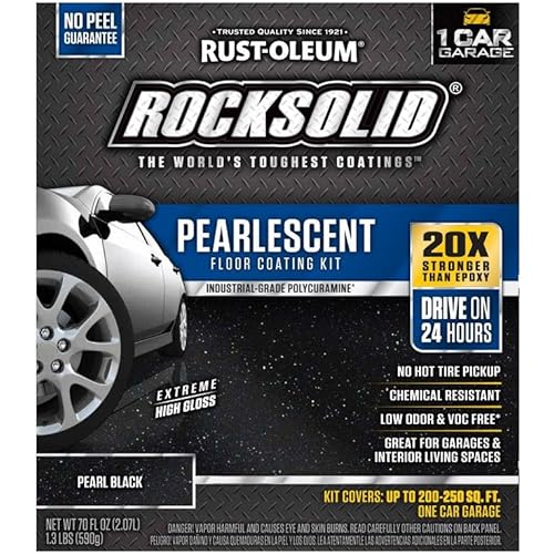 Rust-Oleum 306325 RockSolid Pearlescent 1 Car Garage Floor Coating Kit, Pearl Black