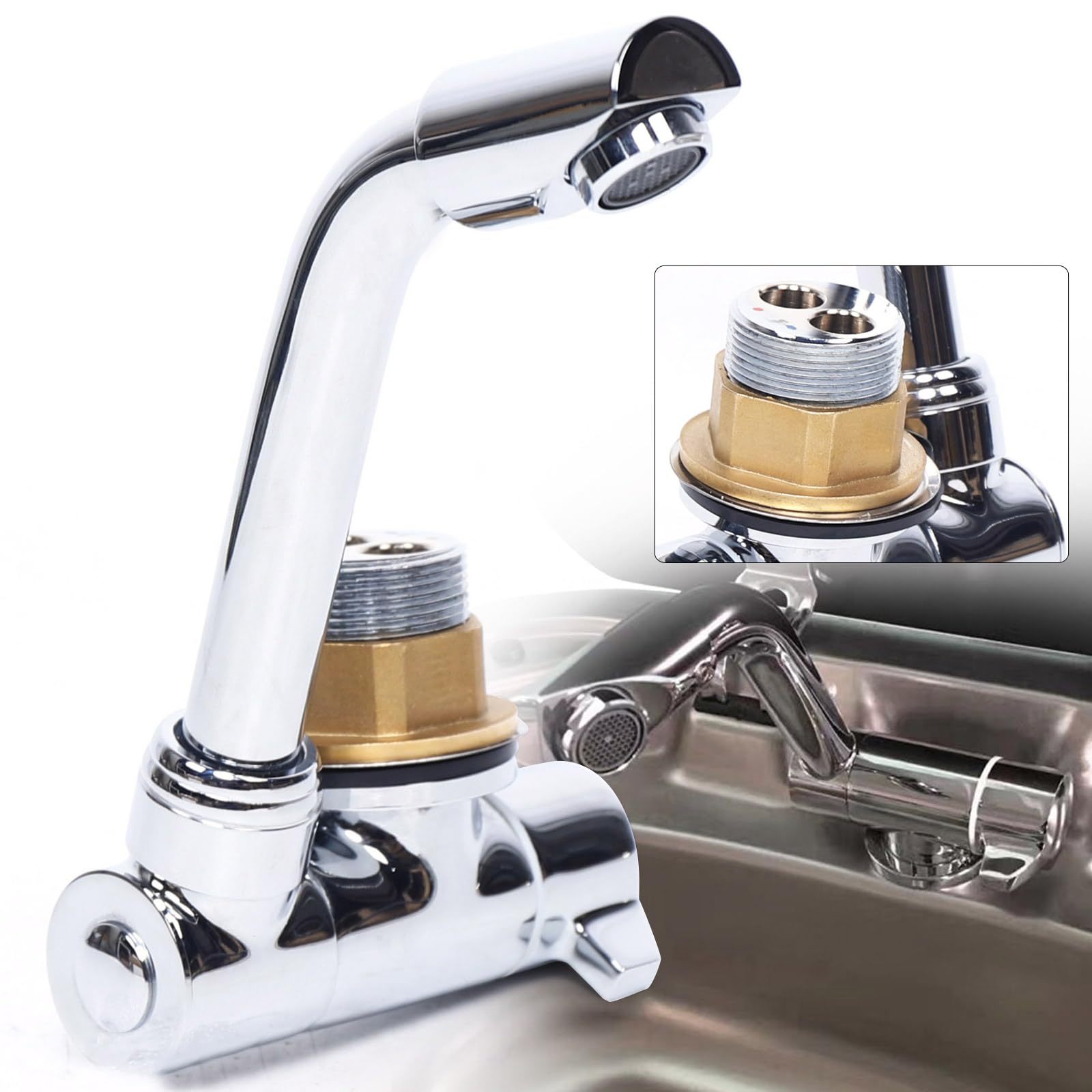 Grifo plegable giratorio con manguera de 60 cm para caravana y barco