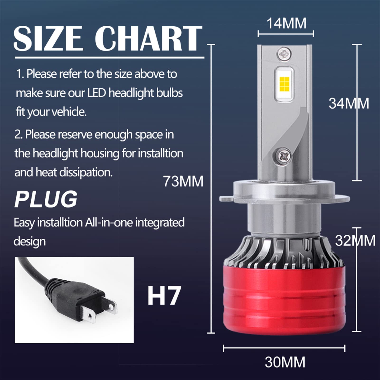1 Paire D'ampoules LED 22000 Lumens, Phare LED Pour Auto 110W CANBUS LED Ampoule Pour Voiture Ampoule 12V 6000K Lumière De Voiture,H7