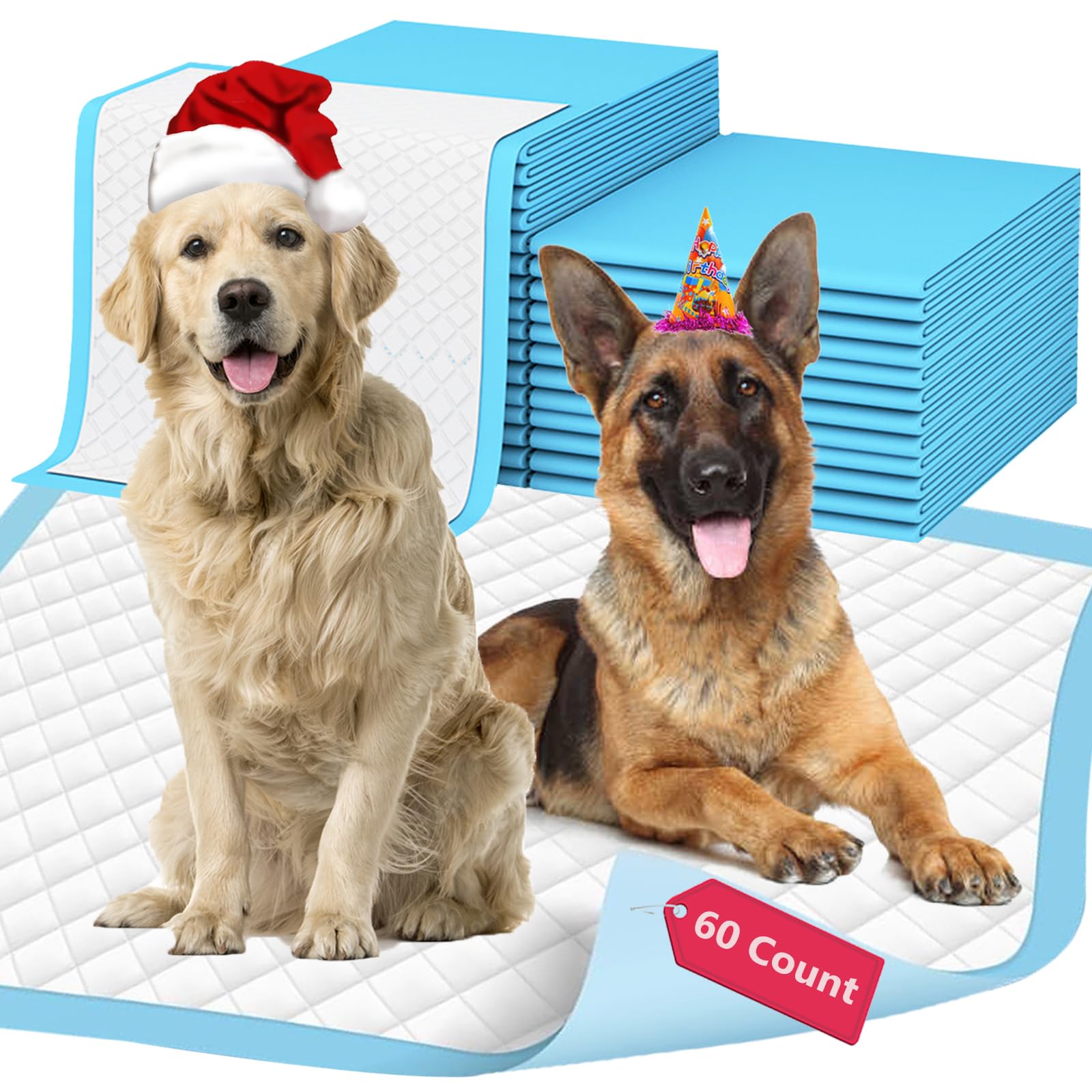 Almohadillas gruesas XXL para orina de cachorros para perros, 36 x 32 pulgadas, 60 unidades, almohadillas para orina extragrandes, a prueba de fugas y súper absorbentes, almohadillas desechables de