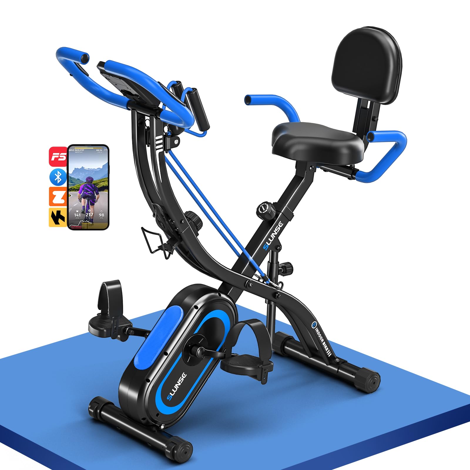 Heimtrainer Fahrrad mit App, Neu Hometrainer Fahrrad mit stabilem Doppeldreieckrahmen, Klappbar Ergometer Heimtrainer mit 10dB extra Leise, Indoor Bike für Kardio-Training zu Hause, Bis 160KG