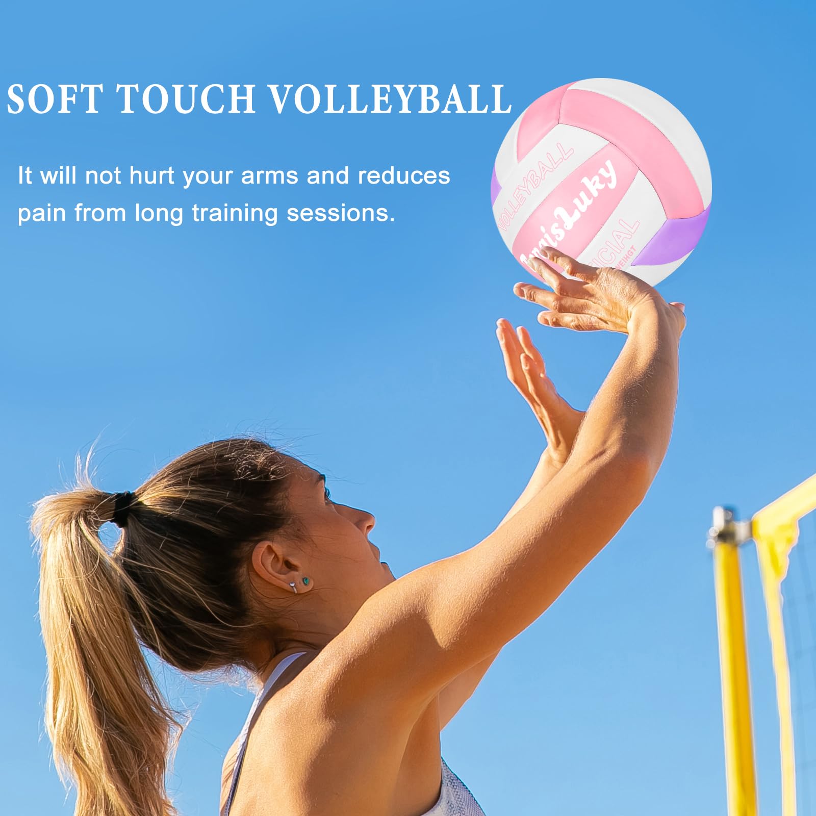 Ballon De Volley-ball Wuzfully Soft Touch – Taille 5, Léger 280 G, Pour Plage Et Salle