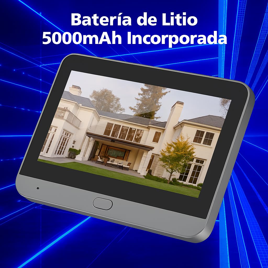 Genzo Mirilla Digital Puerta WiFi Grabadora -Camara Grabacion Wi-fi con Detector Movimiento - Pantalla de 4,3 Pulgadas 3MP 1080P - Batería Larga Duración de 5.000 mAh - Incluye Tarjeta Memoria 32 GB