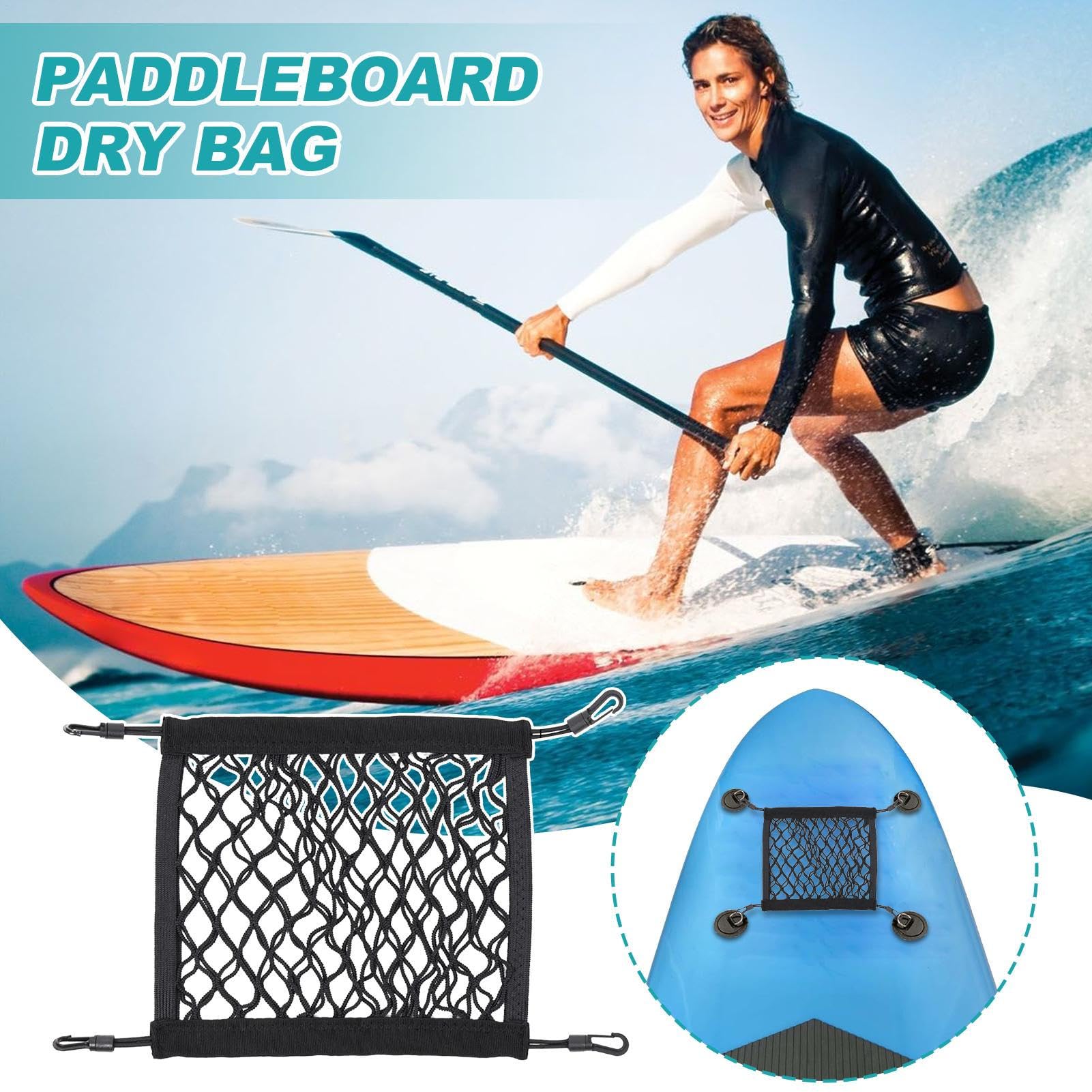 Sac de Pont pour Paddle | Sac Kayak - Porte-Accessoires Élastique Résistant en Filet pour Randonnée Pêche Rivière Camping Voyage
