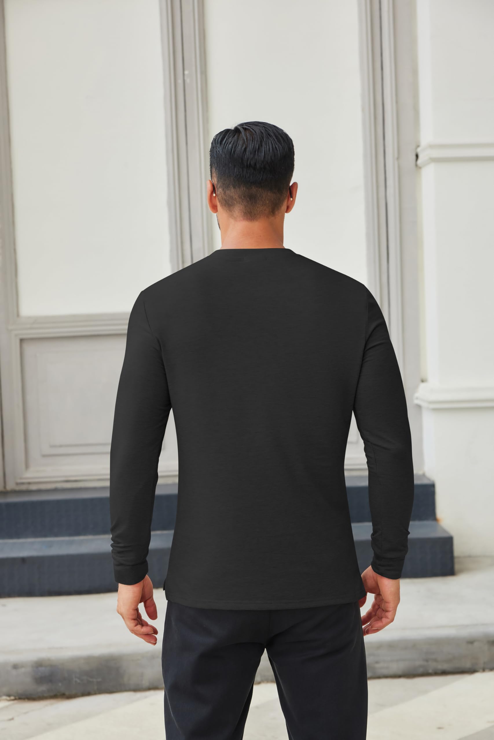 COOFANDY Henley, camicia da uomo a maniche lunghe, casual, con bottoni, alla moda, leggera