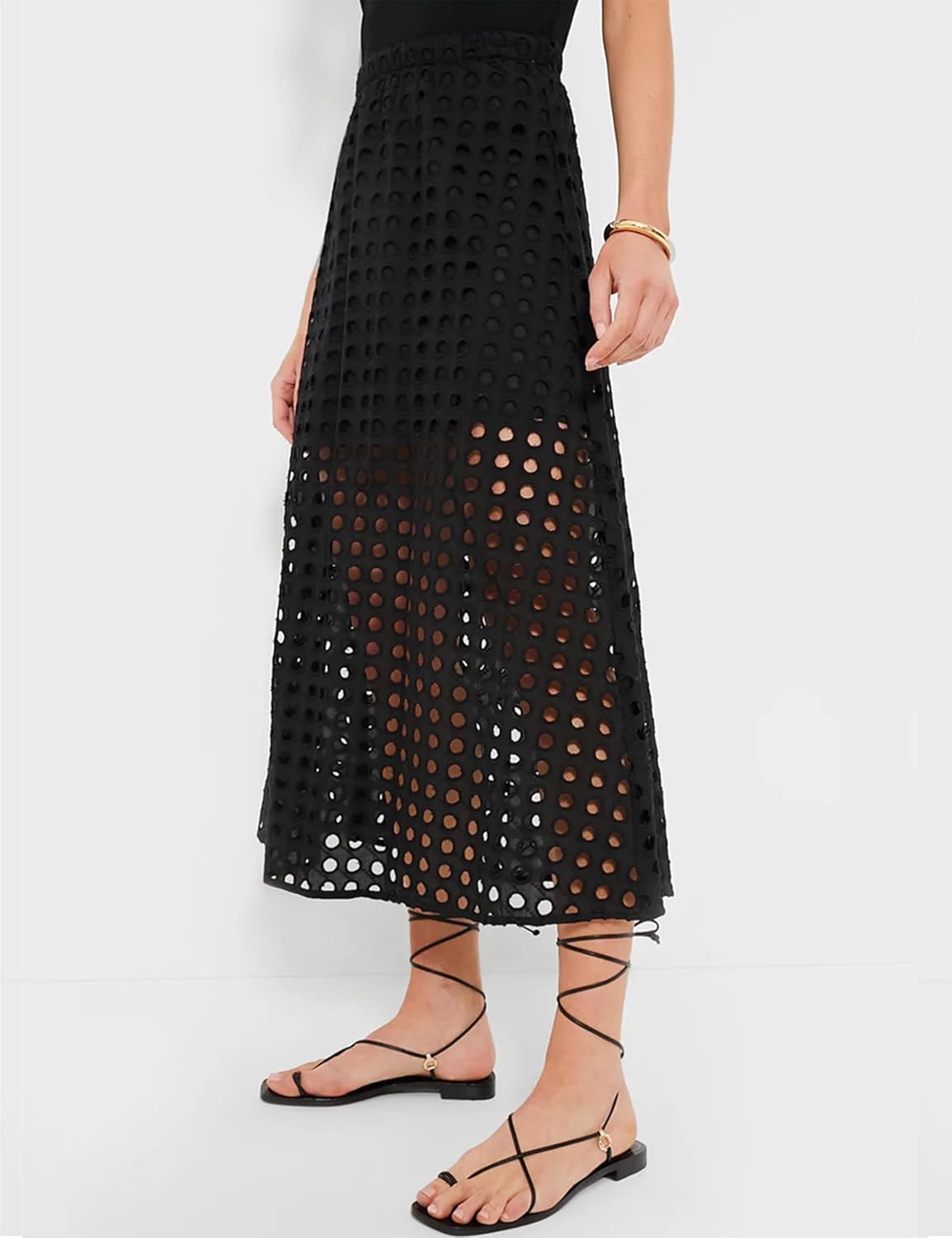 Fiona Jolin 2026 Women Summer Casual Eyelet Bohemian Maxi Skirt Beach Long Skirt with Mini Underneath - Image 2