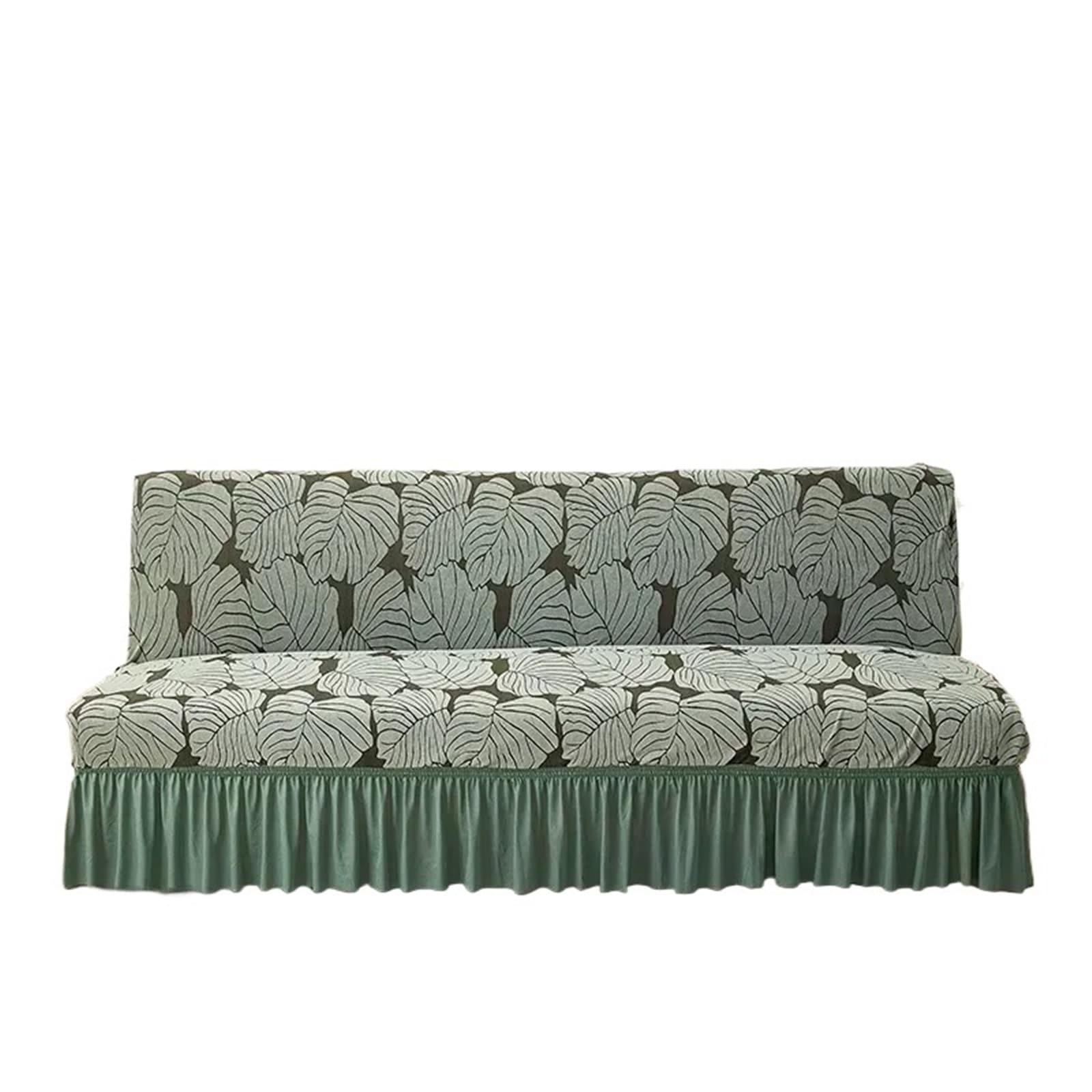 HWJFDC Sofa Cover 1PC Jacquard Armless Sofa Bed Cover Four Seasons Universal Slipcover Elastic All-inclusive Soft Protector Funda De Sofá(Green,S(160-190cm))
